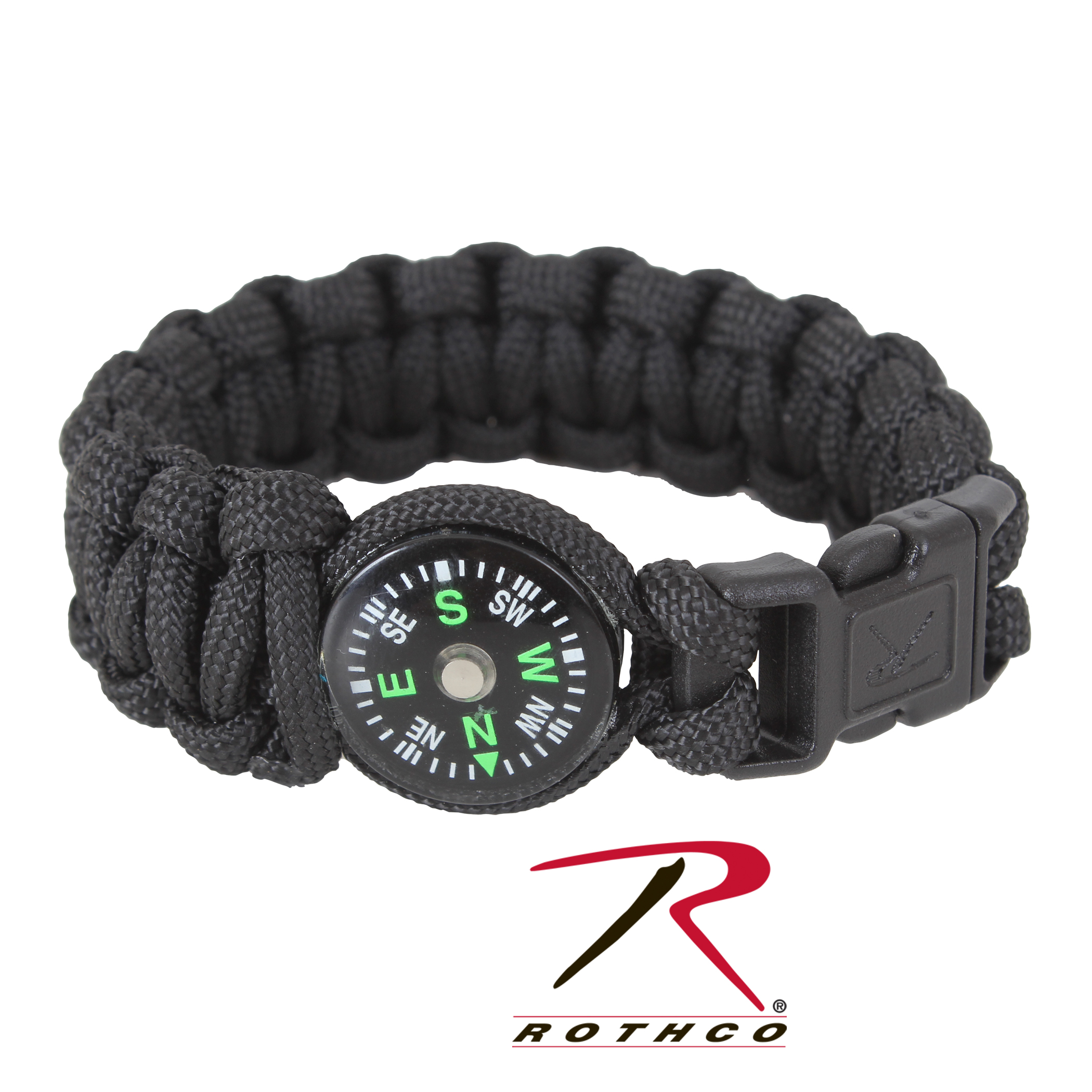 Rothco Paracord Compass Bracelet OD / Black