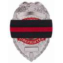 Thin Red Line, Fire Department, First Responder, Mourning Bands,  Fire Department Mourning Band, Fire Department Funeral Protocol, Mourning Badge, Badge With Black Band, Black Badge Band, Fire department Black Badge Band, Mourning Shroud, Thin Red Line Mourning Band, Fallen Fireman Band, 