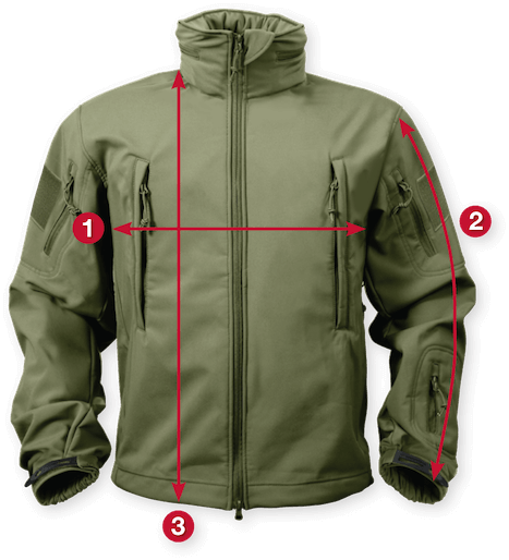 Rothco Spec Ops Tactical Softshell Jacket Size Chart