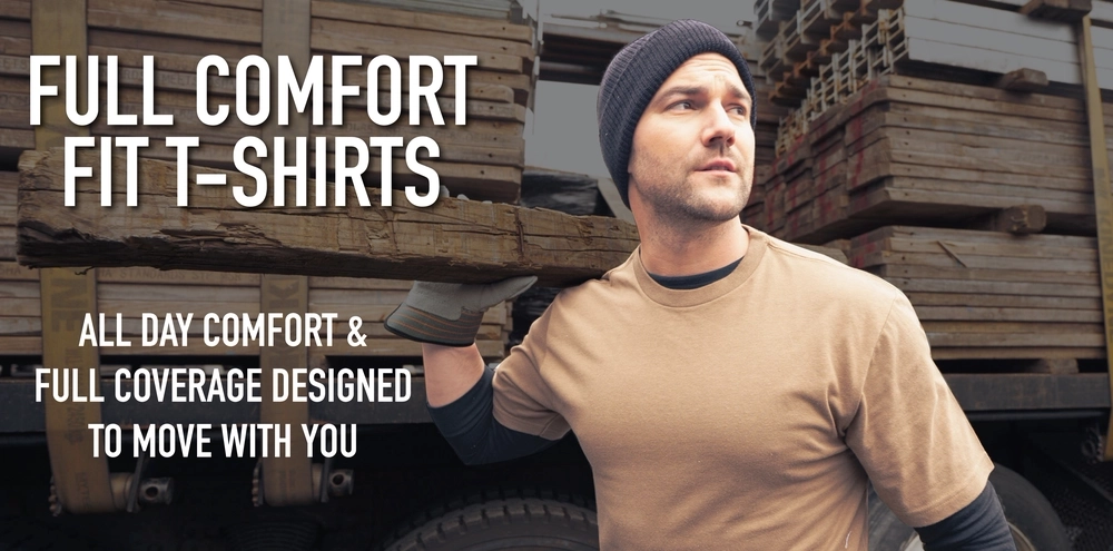 Full comfort fit t-shirts. All day comfort and full coverage designed to move with you.