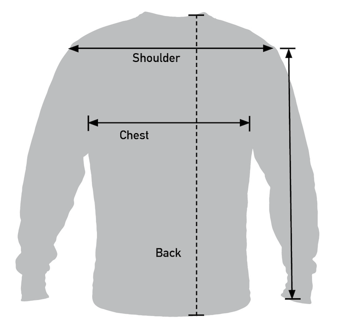 Rothco Long Sleeve T-Shirt Measurement Diagram