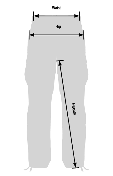 Rothco Paratrooper Fatigue Pants Sizechart