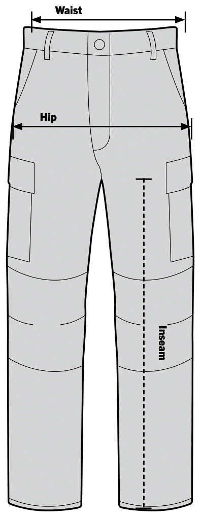 Rothco Relaxed Fit Zipper Fly BDU Pants Sizechart
