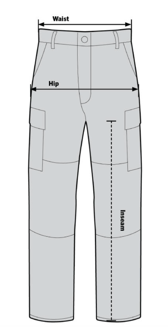 Shadow Ops Waterproof Rain Pant Size Chart