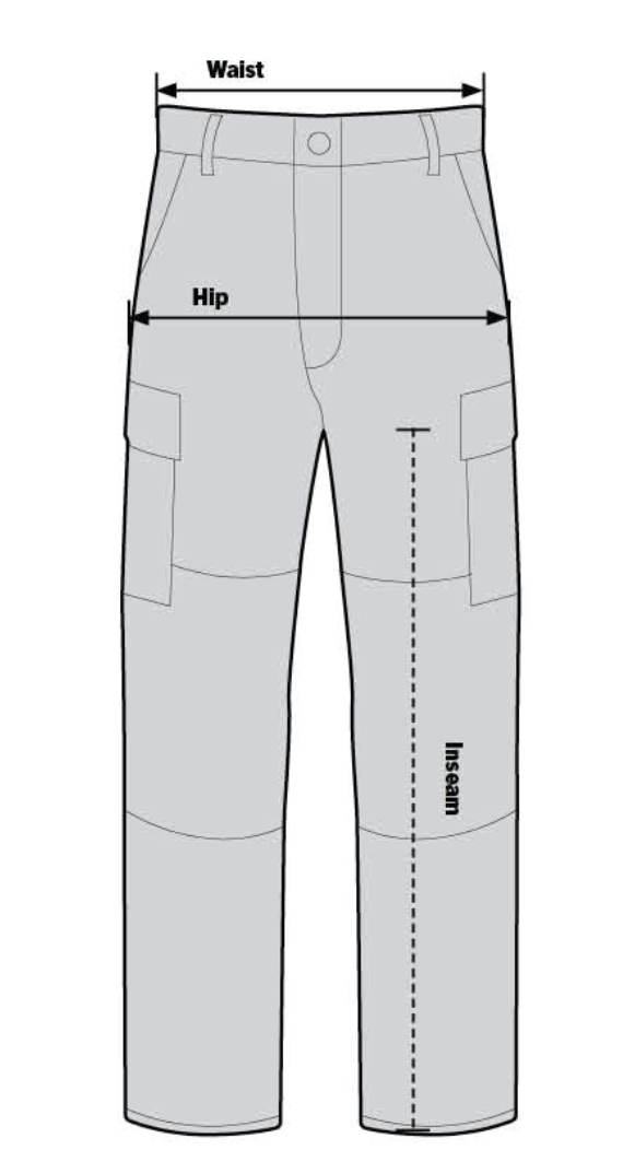 Tactical Extraction Pants Measurement Diagram