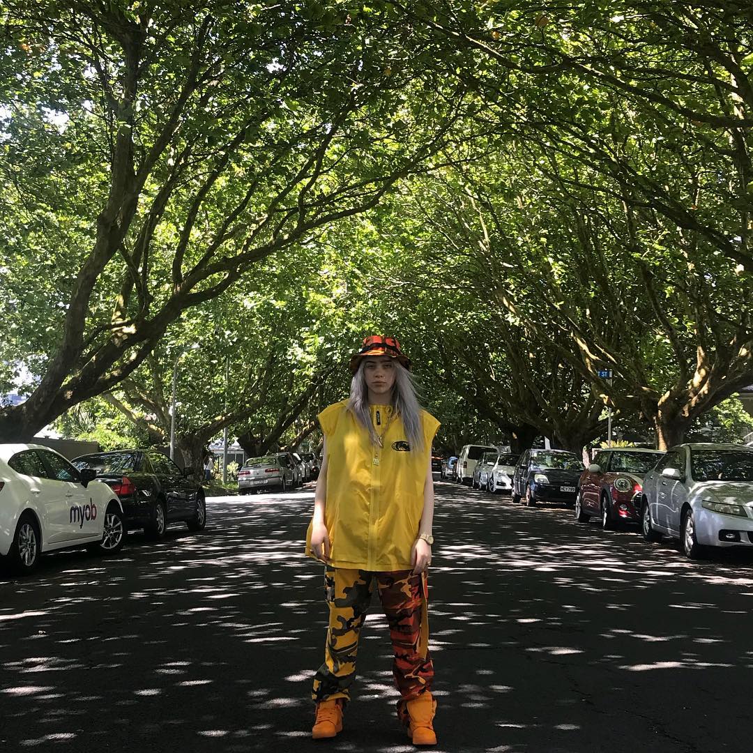 Billie Eilish in our Two-Tone Camo Pants