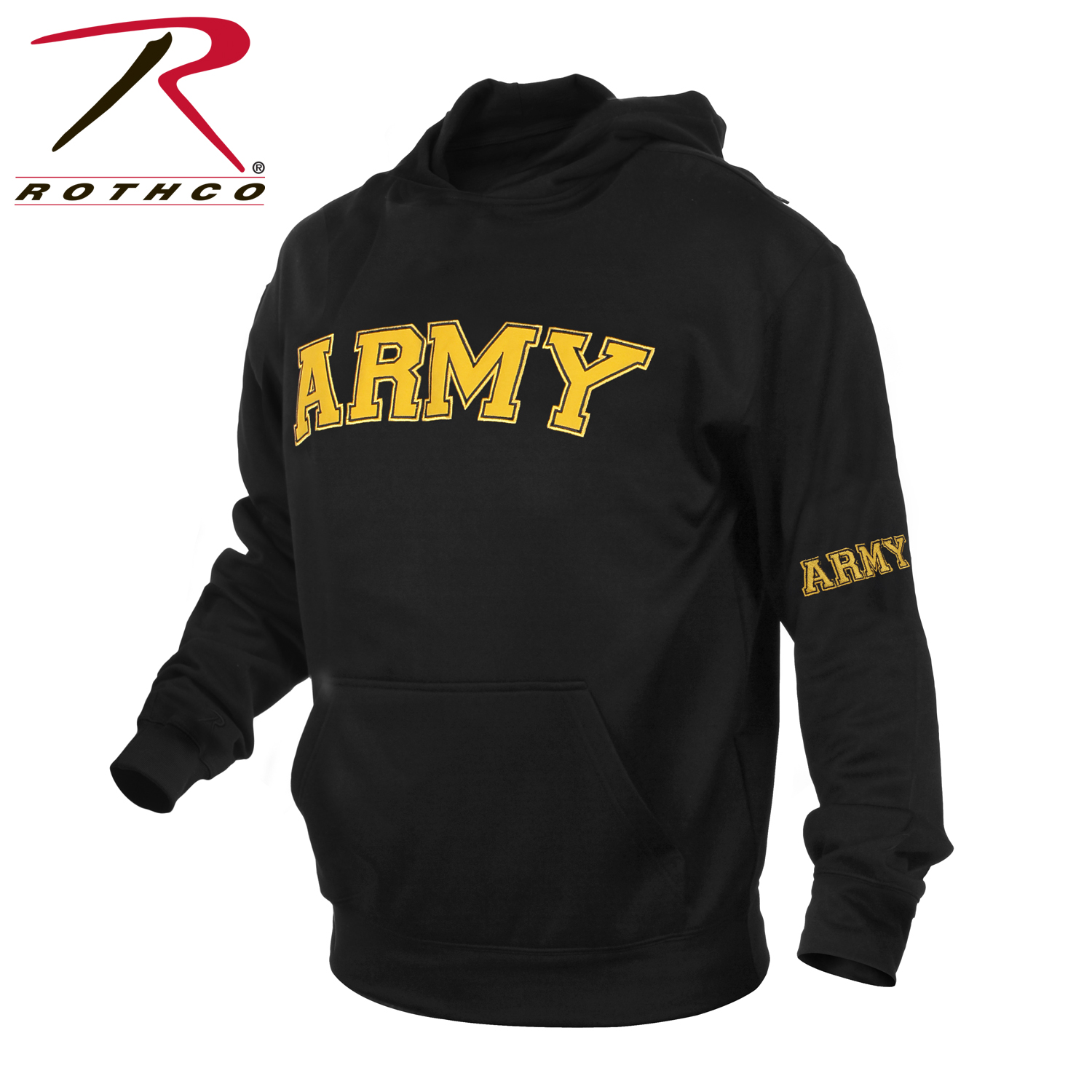 Black 2055 Rothco Military Embroidered Army Pullover Hoodies