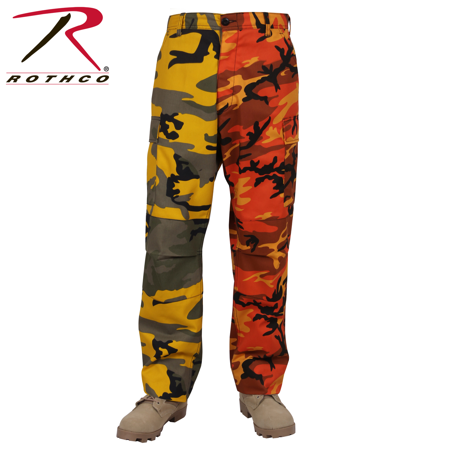 orange and yellow camo pants