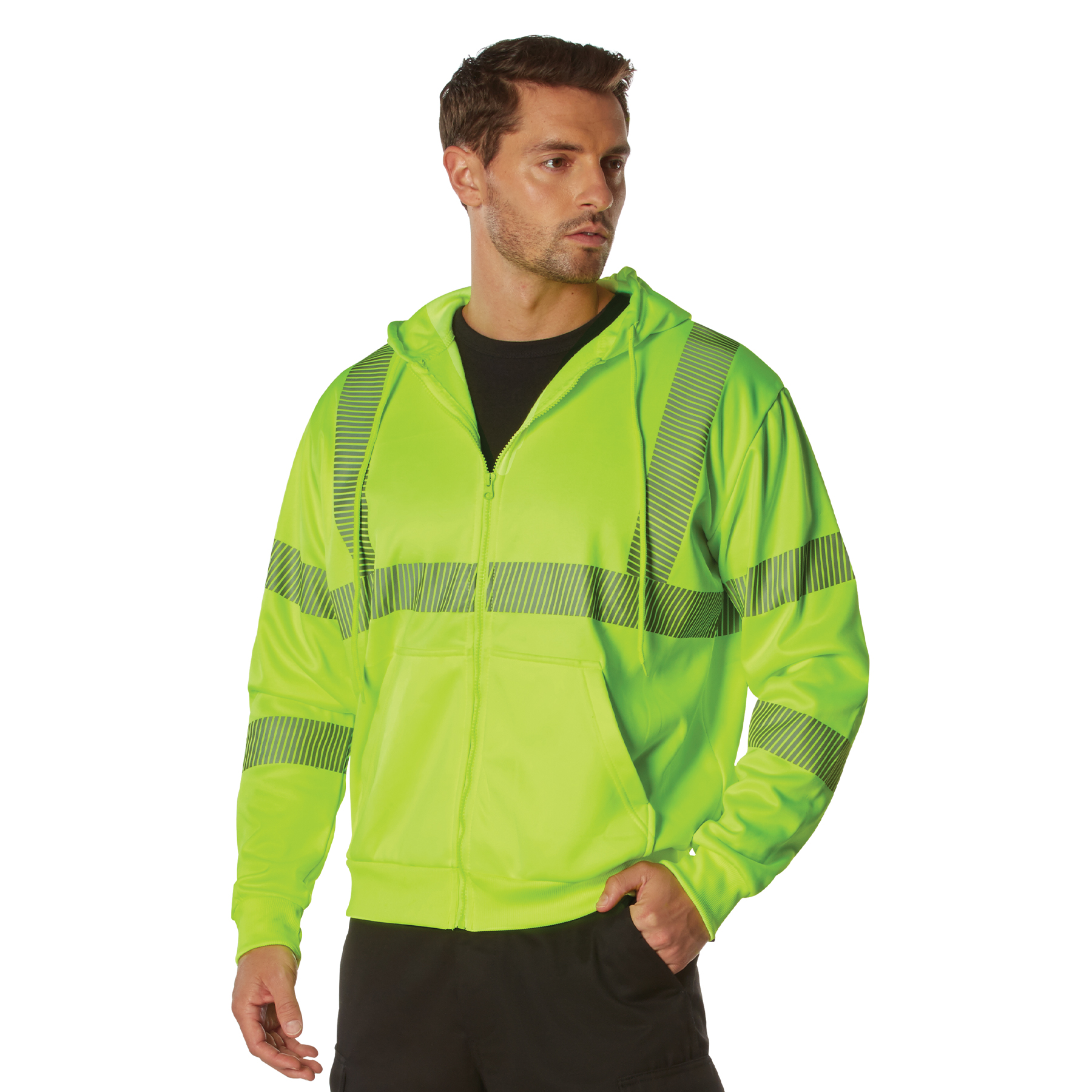 Rothco Hi-Vis Performance Zipper Sweatshirt - Safety Green