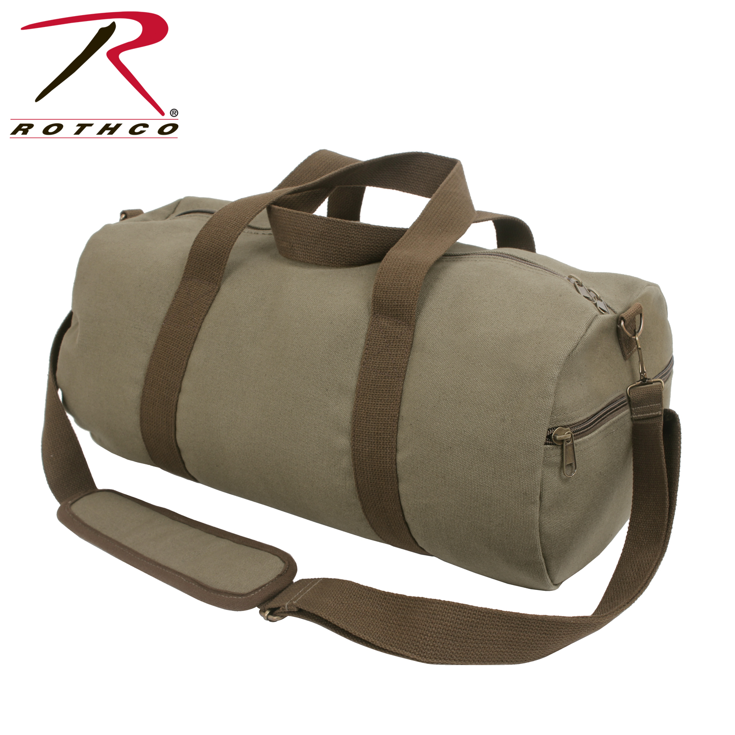Rothco Two Tone Canvas Shoulder Duffle Bag Vintage Olive With Loading Zoom