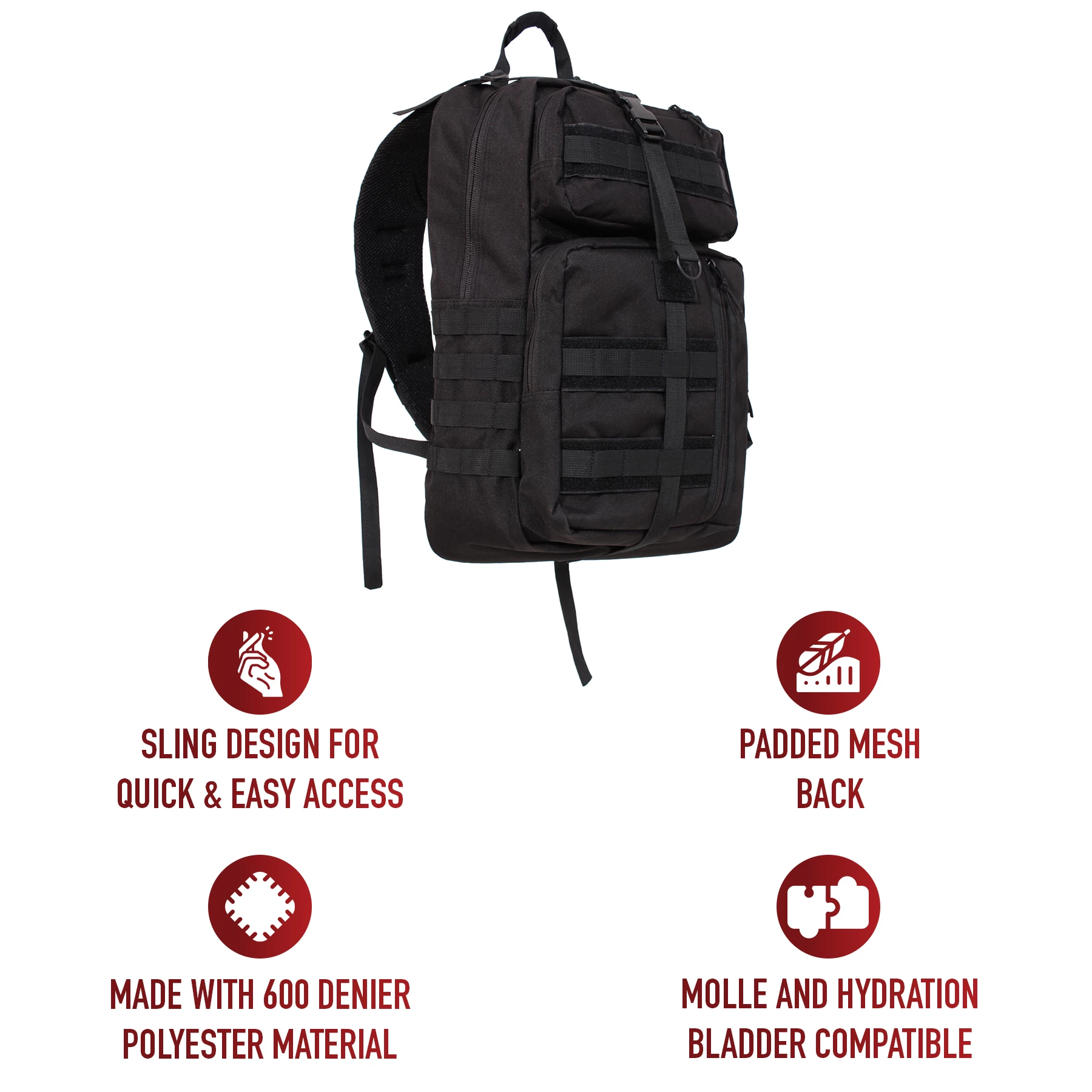 Rothco タクティカルキャンバス Go Pack 17" x 10" x 9" ブラック Rothco Medium Transport Pack