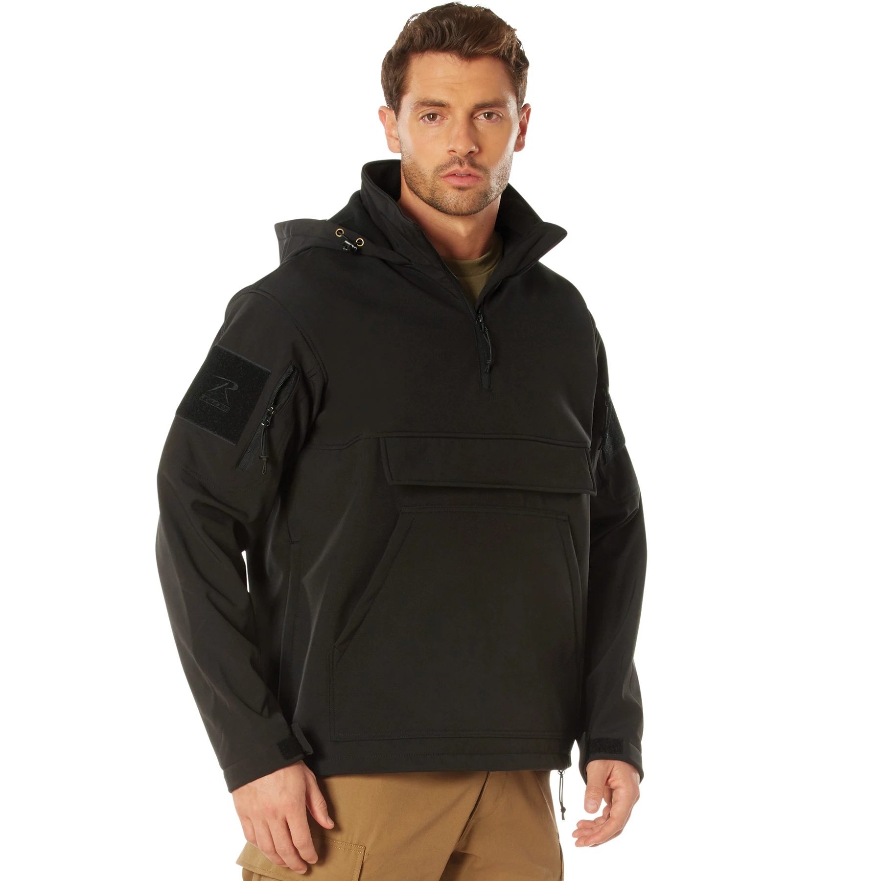 Rothco ロスコ CONCEALED CARRY SOFT SHELL ANORAK オーバーサイズ アノラックパーカー サイズ：L カラー：ブラック Rothco Concealed Carry Soft Shell Anorak