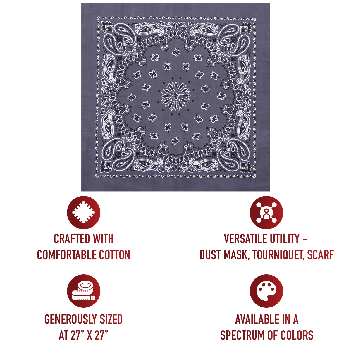Rothco Trainmen Paisley Bandana – Extra-Large - 27” X 27