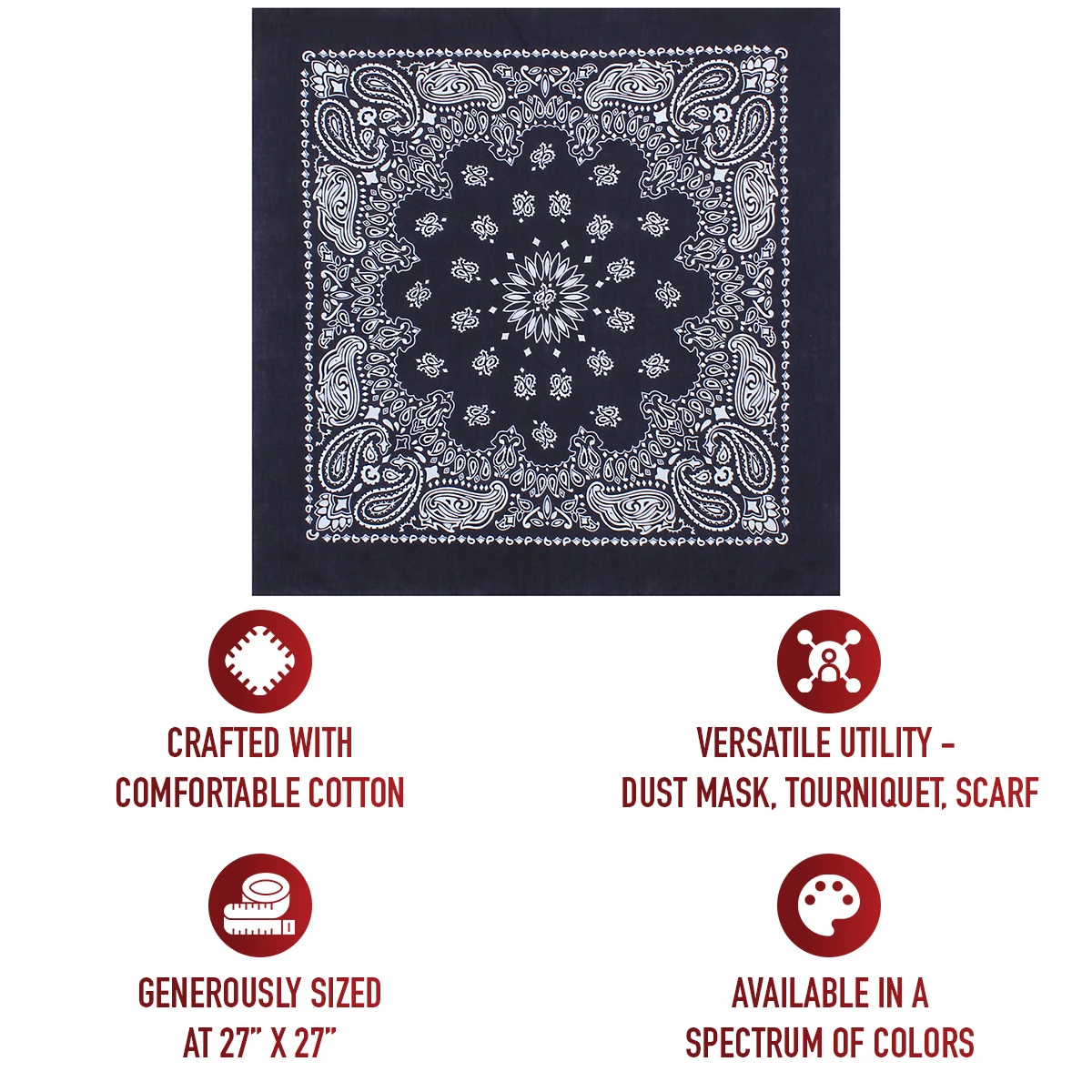 Rothco Trainmen Paisley Bandana – Extra-Large - 27” X 27