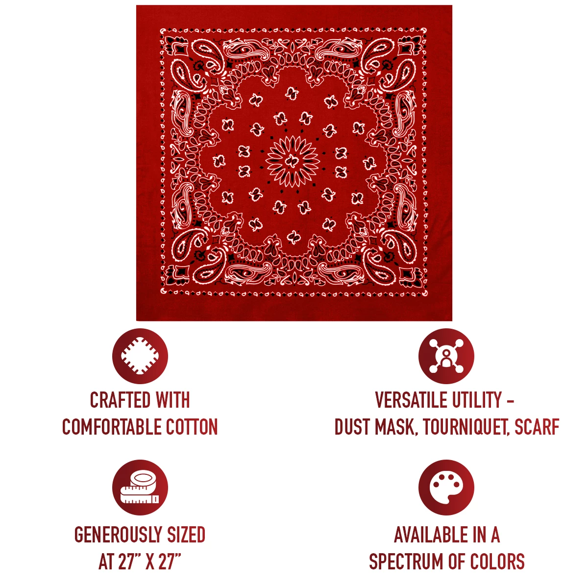 Rothco Trainmen Paisley Bandana – Extra-Large - 27” X 27