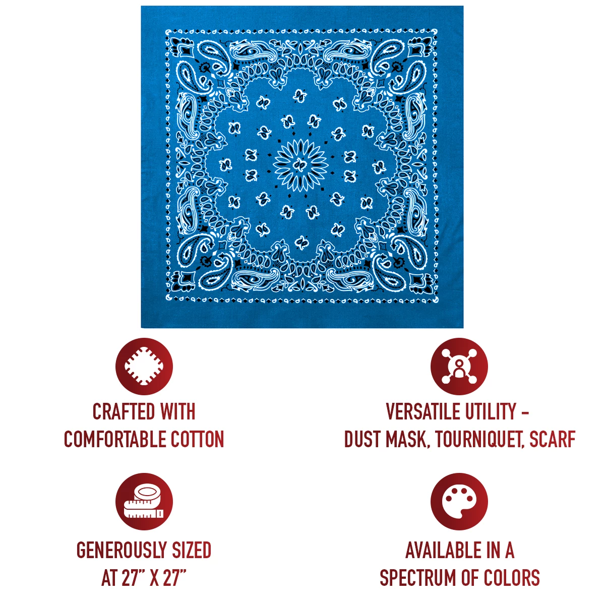 Rothco Trainmen Paisley Bandana – Extra-Large - 27” X 27