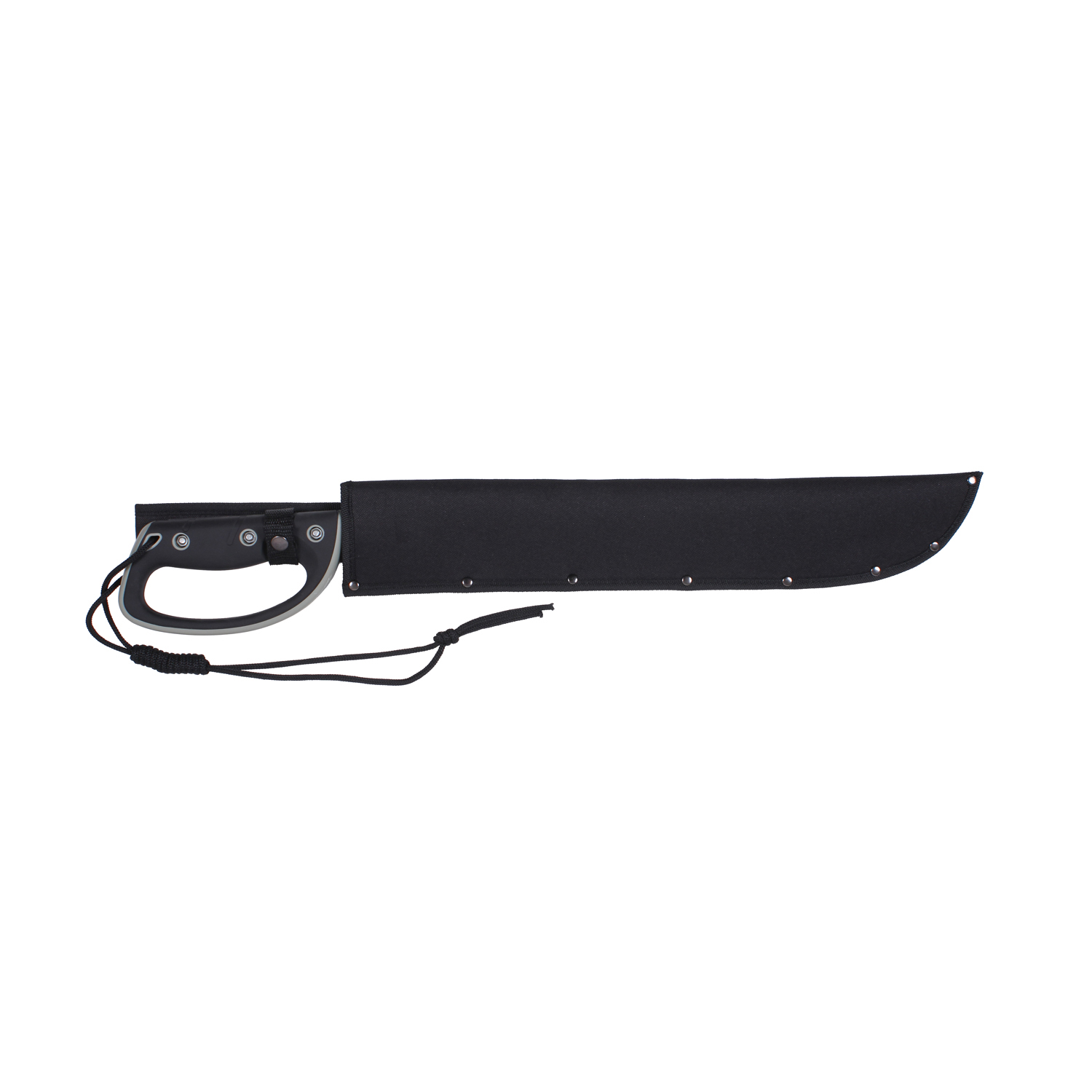 Tattva Tactical 16" Mini Machete – Sawback, Full Tang, Rubber Handle, Black Sheath