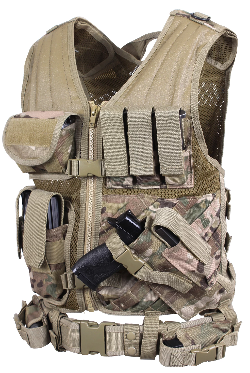 その他 Rothco Tactical Vest PALS Multicam Rothco Cross Draw MOLLE Tactical Vest