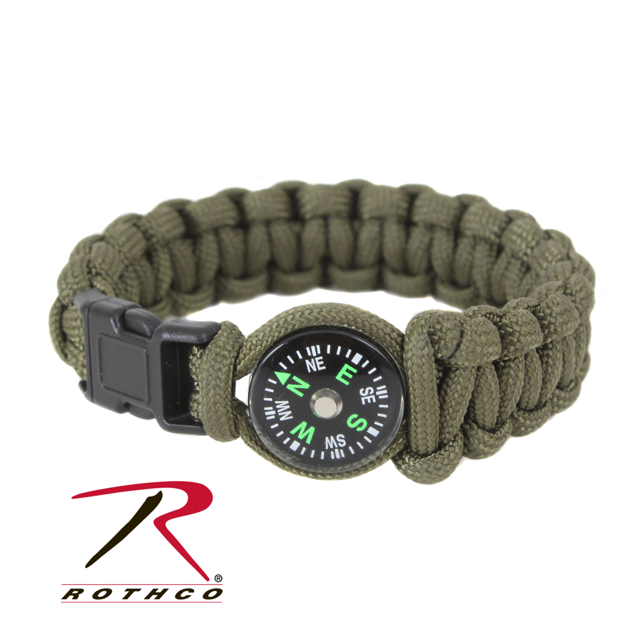 Rothco Paracord Compass Bracelet OD / Black