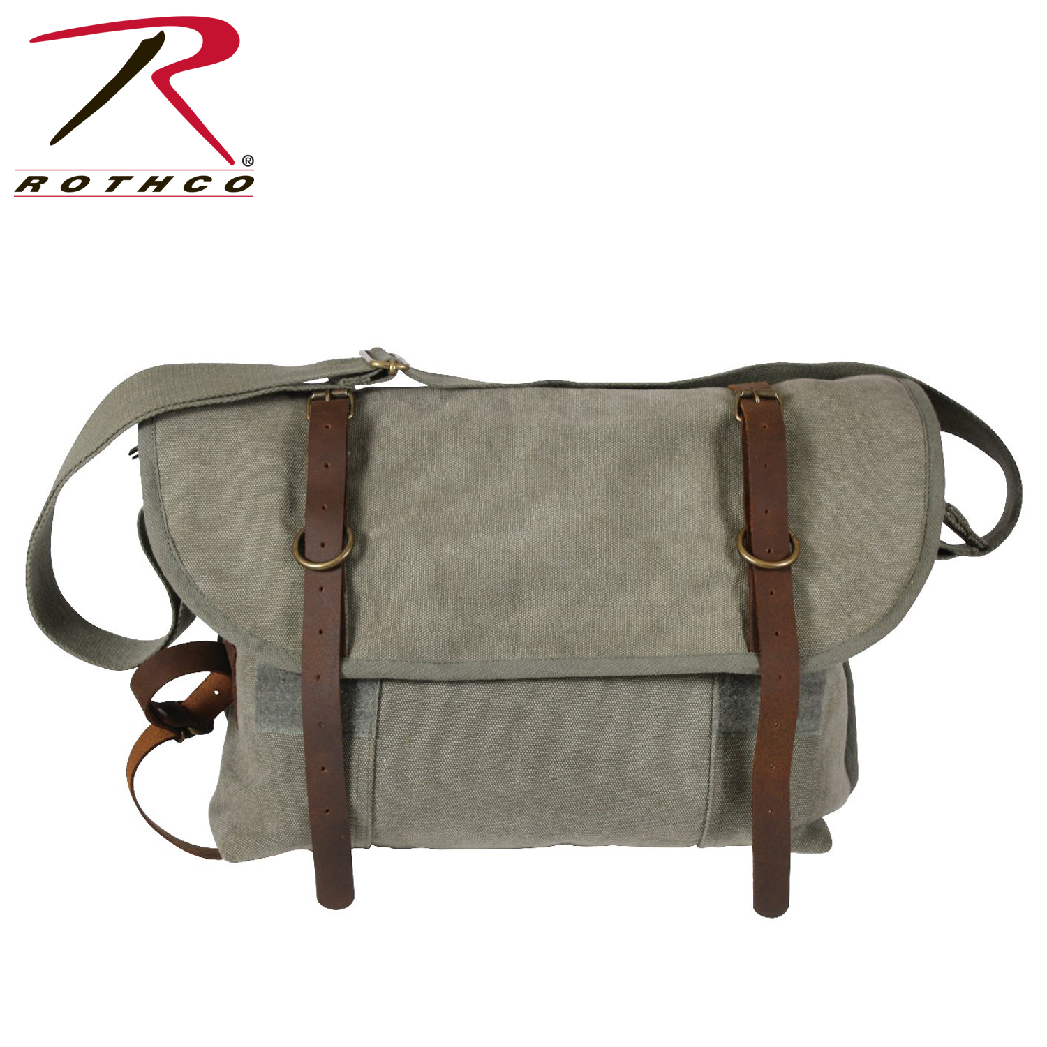 Rothco Vintage Washed Canvas Messenger Bag Messenger Bag Canvas With Leather Shoulder