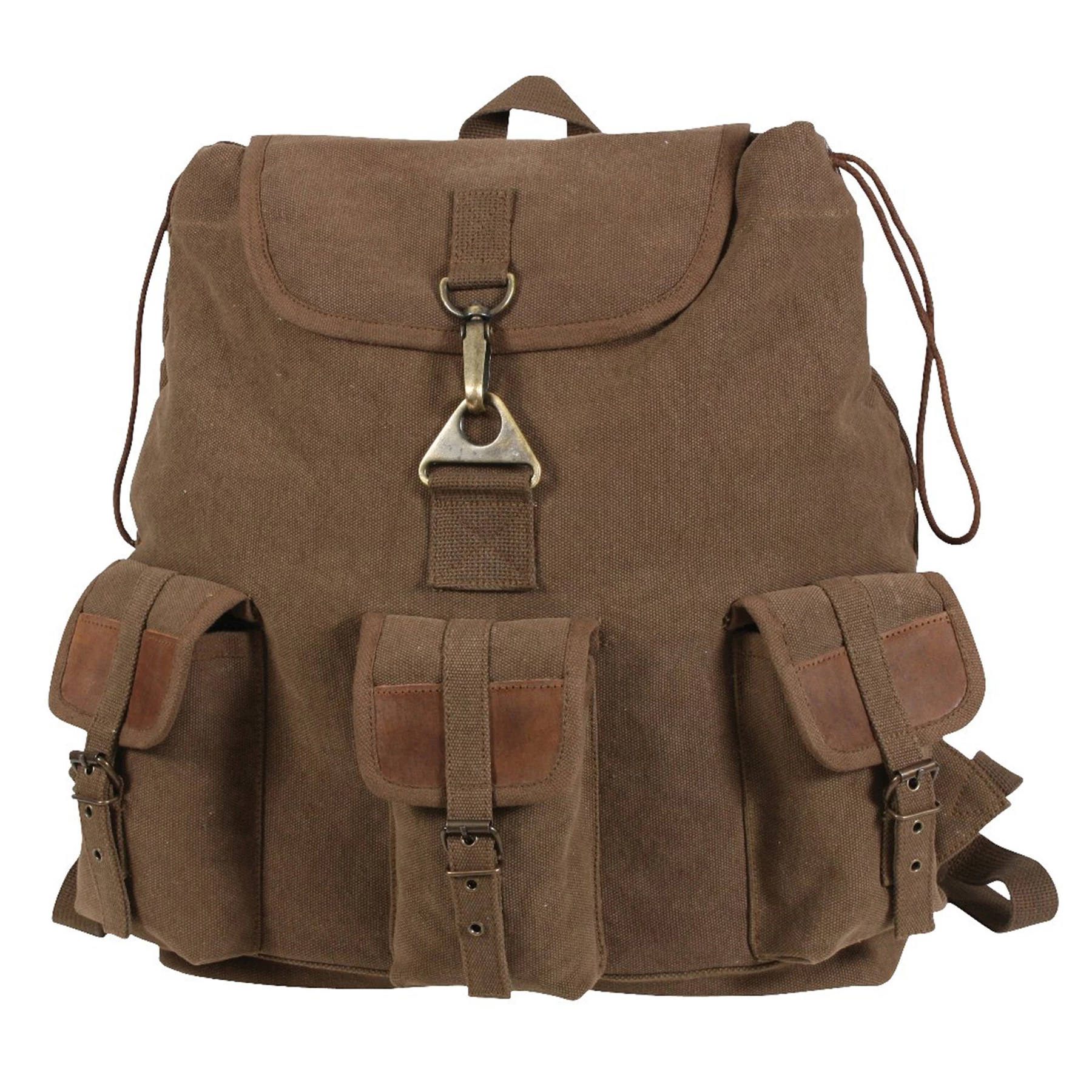 canvas backpack with leather accents Rothco Vintage Canvas Wayfarer Backpack With Leather Accents