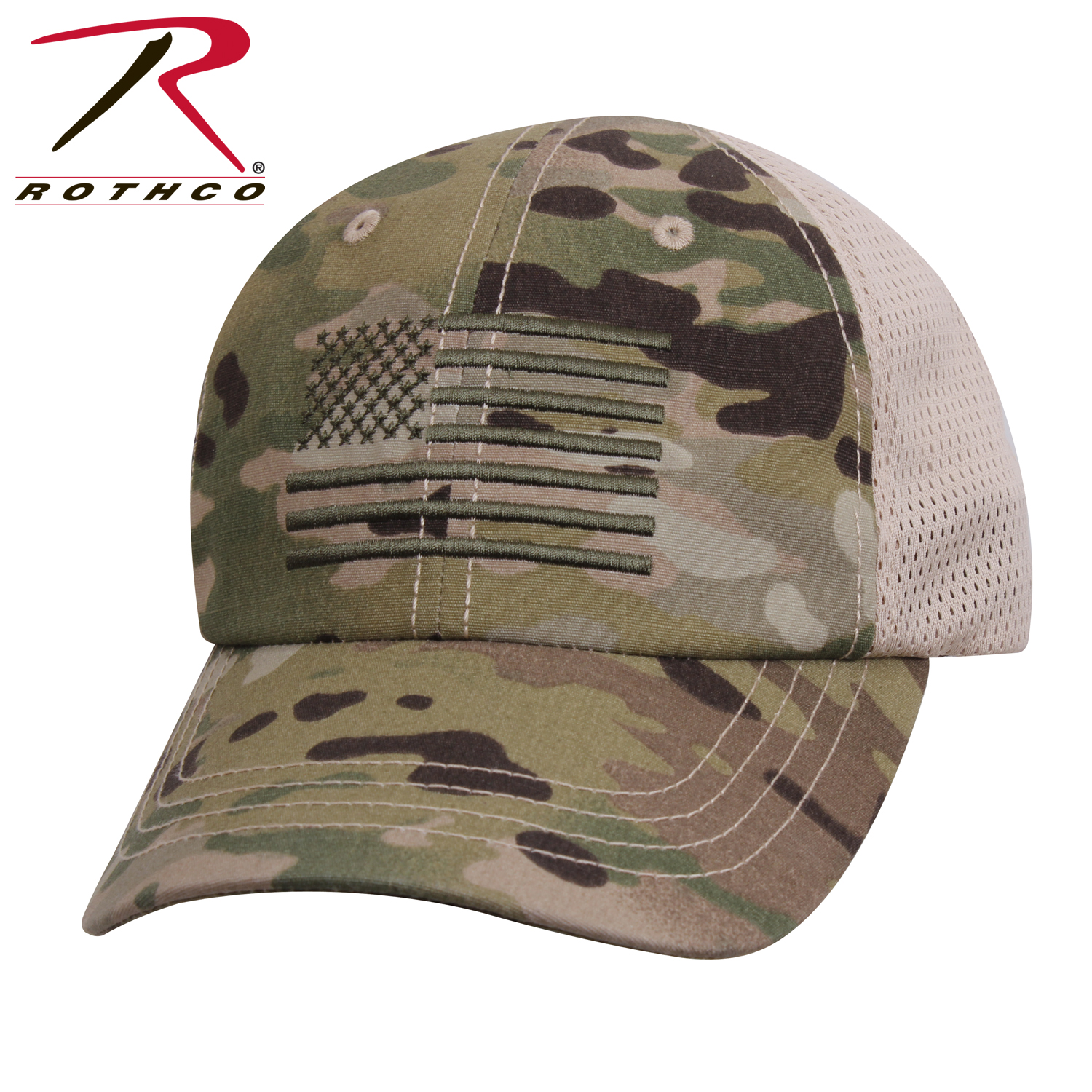 Rothco Multicam Tactical Mesh Back Cap Embroidered US Flag