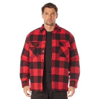 Mens buffalo plaid flannel insulated lined shirt jacket discount