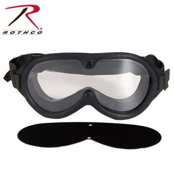 Mil-Tec US Military Sun Wind Dust Protection M44 Goggles 2 Lenses & Case Olive for sale online
