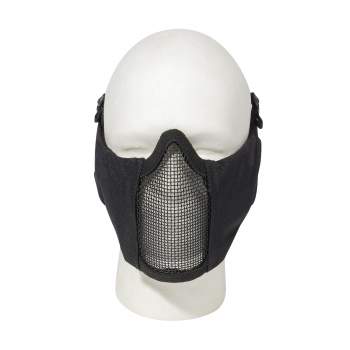 thumbnail image 2 of UK Arms Airsoft Metal Mesh Half Face Mask W/ Ear Pro - BLACK/SKULL 2 of 13