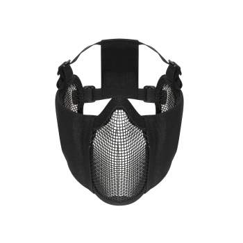 Tactical CS Camouflage CP Airsoft Half Face Metal Mesh Mask Ear Protection Black 