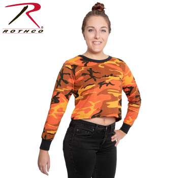 orange camo crop top