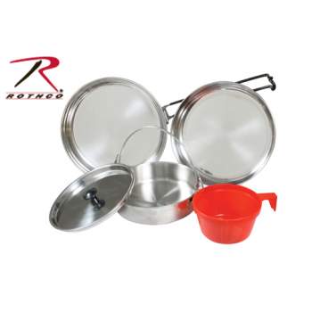 Rothco 5 Piece Stainless Steel Mess Kit, mess kit, mess kits, military mess kit, army style mess kit, camping mess kit, us army mess kit, military gear, military supplies, camping supplies, camping gear, steel mess kit, stainless mess kit, stainless steel mess kit, metal mess kit, outdoor mess kit, 