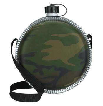 Rothco Woodland Camo 2 QT Desert Canteen, Desert Canteen, Canteen, Camping Canteen, Camping Accessories, Camping Gear, 2-quart canteen, 2-quart desert canteen, mini desert canteen, bpa free, water canteen, hiking canteen, western canteen, old west canteen, cowboy canteen, saddle canteen, camo canteen, camouflage canteen, BPA Free Canteen