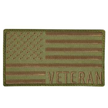 Rothco Veteran US Flag Patch - Coyote Brown, US Flag Patch, united states flag patch, American flag patch, flag patch USA, American flag embroidered patch, flag patches, army uniform patch, military American flag patch, American velcro patch, military patches, army patches, veteran patch, veteran flag patch  
