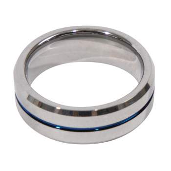 Thin blue line tungsten ring hot sale
