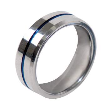 Titanium thin blue line ring outlet