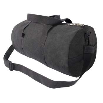 19" Rothco 2221 Black Canvas Sports Gym Duffle Carry Shoulder Bag & Strap 