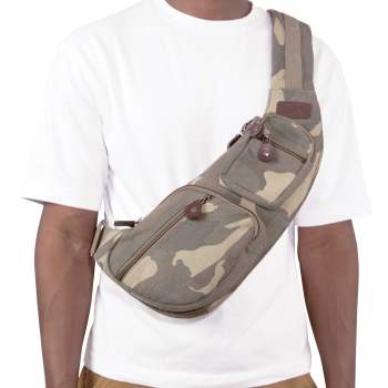 Single Shoulder Chest Sling Vintage Military Style Canvas