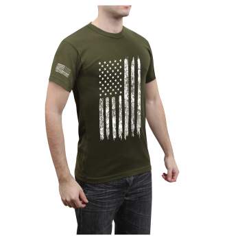 USA Distressed US Flag Athletic Shirt Fit T-Shirt Flagge Fahne tshirt Oliv Green 