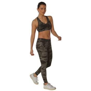 Green Army Camo Padded Sports Bra for Women Military Camoflauge