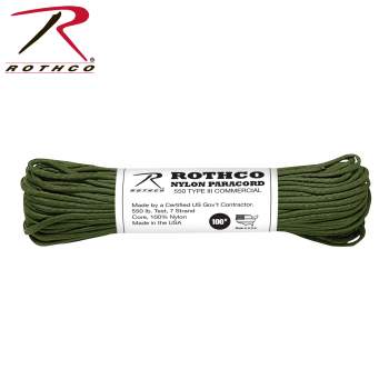 Rothco Nylon Paracord Type III 550 Authentique Made in USA 30.5 m couleurs
