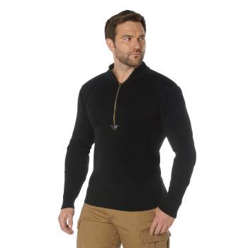 Rothco,Commando Sweater,sweater,casual wear,outerwear,long sleeves,military sweaters,winter sweaters,cardigan,cardigan sweaters,acrylic sweaters,acrylic,olive drab,zip up sweater,1/4 zip up sweater,black, military sweater, mens military sweater, acrylic sweater, commando sweater, army sweater, tactical sweater