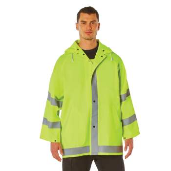 Safety green rain store jacket