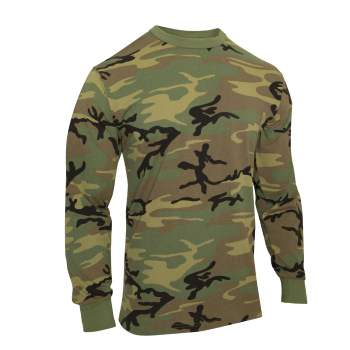 Camo long sleeve tee shirt, camouflage long sleeve t-shirt, vintage camo long sleeve t-shirt, camouflage long sleeve tee, vintage camouflage long sleeve t-shirt, camo, camouflage, woodland camouflage, woodland camo, classic camo, military camo long sleeve t-shirt, long-sleeve t-shirt, tagless long sleeve t-shirt, woodland camo, wholesale camouflage,