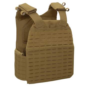 Tactical Laser Cut Molle Plate Carrier Vest Black Coyote Brown Rothco 3747 