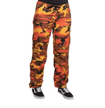 Orange camo cargo pants womens sales