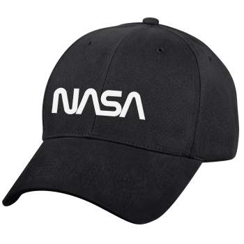 Rothco NASA Worm Logo Low Profile Cap - Black, NASA Worm Logo Hat, NASA Worm Logo Cap, Low Profile Hat, Low Profile Cap, NASA Hat, NASA Cap, NASA Dad Hat, Space Hat, NASA Baseball Cap, NASA Trucker Hat, NASA Logo, NASA Logo Hat, NASA Logo Cap, NASA Symbol, NASA Symbol Hat, NASA Merch, NASA Apparel, NASA Merchandise, NASA Worm Logo, Astronaut Logo, NASA Emblem, Tactical Hat