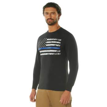 rothco long sleeve thin blue line t-shirt, thin blue line, thin blue line long sleeve, thin blue line t-shirt, thin blue line long sleeve t-shirt, police shirts, thin blue line t shirt, thin blue line shirts, thin blue line apparel, law enforcement shirt, police tees, law enforcement t shirts 