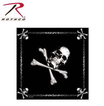 Rothco Jolly Roger Bandana, Rothco Bandana, scarf, scarves, bandana, durag, bandanas, jolly roger, cotton, cotton bandana, bandana scarf, facemask, face mask, scrub hat, scrub cap, du-rag, dorag, du rag, skull and crossbones bandana, skull bandana, skull bandana mask, dust mask, skeleton bandana, skeleton bandana mask, crossbones mask, pirate bandana, head scarf bandana, 