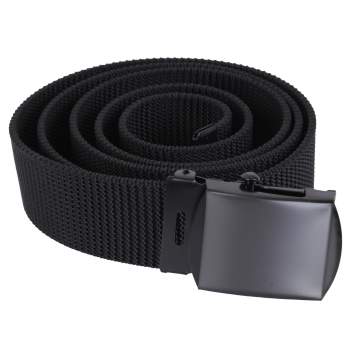 Rothco Nylon Web Belt - Black Webbing 54 Inches / Gold